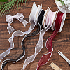 4 Rolls 4 Colors 5 Yards Organza Ribbon with Plastic Pearl Beads OCOR-WR0001-46-5