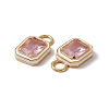 Pink Glass Rectangle Pendants KK-I696-10G-05-2