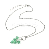 Natural Mixed Gemstone Faceted Cube Beaded Tassel Pendant 304 Stainless Steel Satellite Chain Necklaces for Women NJEW-JN06448-3