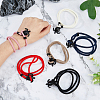 6Pcs 6 Colors Polyester Cord Two Loops Wrap Bracelets Set with Alloy Tortoise Clasps BJEW-FI0001-25-3