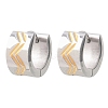 Two Tone 304 Stainless Steel Stripe Hoop Earrings EJEW-L307-04GP-01-4