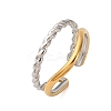 304 Stainless Steel Double Color Cuff Rings RJEW-S635-01GP-W-1