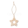 Star Natural Unfinished Wood Beaded Pendant Decorations HJEW-JM02842-02-2