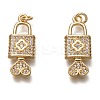 Brass Micro Pave Clear Cubic Zirconia Pendants ZIRC-C020-15G-2