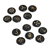 13Pcs 13 Styles Flat Round Natural Obsidian Rune Stones PW-WG15937-06-1