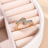 Brass Micro Pave Clear Cubic Zirconia Cuff Finger Rings for Women RJEW-C116-19G-1