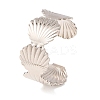 Ocean 304 Stainless Steel Shell Shape Open Cuff Bangles for Women AJEW-P127-28P-4