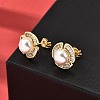 Flower Brass Micro Pave Clear Cubic Zirconia Stud Earrings EJEW-A135-22G-3