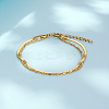 304 Stainless Steel Herringbone & Ball Chains Double Layer Multi-strand Bracelets WM3248-1-1