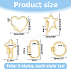 5Pcs 5 Styles Brass Screw Carabiner Lock Charms KK-HS0015-15-2