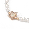 Brass Pave Clear Cubic Zirconia Star Link Chain Bracelets BJEW-M321-01A-2