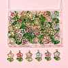 70Pcs 2 Styles 7 Colors Flower Brass Glass Pendants PALLOY-FS00057-7