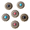 6Pcs 3 Colors Chrysanthemum Alloy with Resin Decorative Rivets BUTT-TA0001-30-3