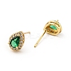Green Cubic Zirconia Teardrop Stud Earrings X-EJEW-F288-20G-2