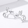 Anti-Tarnish Rhodium Plated 925 Sterling Silver Bunny Stud Earrings EJEW-FF0009-08P-1