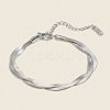 304 Stainless Steel 2-Strand Twisted Flat Snake Chain Bracelets MC1160-1