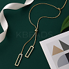 2Pcs 2 Colors 304 Stainless Steel Rectangle Pendant Slider Lariat Necklaces for Women NJEW-HY0001-22-4
