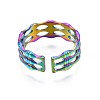 304 Stainless Steel Bamboo Shape Cuff Ring RJEW-N038-091-3