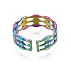 304 Stainless Steel Bamboo Shape Cuff Ring RJEW-N038-091-3