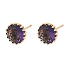 Flat Round Brass Glass Stud Earrings EJEW-G428-01G-4