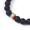 Natural Lava Rock Braided Bead Bracelets BJEW-G607-02-4