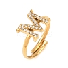 304 Stainless Steel Micro Pave Cubic Zirconia Cuff Open Rings RJEW-D336-01G-02-2