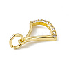 Brass Micro Pave Clear Cubic Zirconia Ginkgo Leaf Charms ZIRC-F132-85G-3