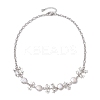 Flat Round Pearl with Bowknot Alloy Link Necklaces NJEW-JN04812-4