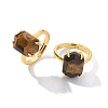 Hexagon Natural Tiger Eye Finger Rings RJEW-B113-02G-05-2