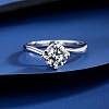Flat Round Rhodium Plated 925 Sterling Silver Micro Pave Cubic Zirconia Finger Rings for Women WG84544-12-1