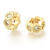 Hexagon Brass Micro Pave Clear Cubic Zirconia European Beads KK-Z156-01G-01-1