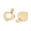 Brass Pave Natural White Shell Heart Charms KK-U043-27G-2