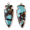 Assembled Bronzite and Synthetic Aqua Terra Jasper Pendants G-R481-11B-2