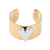 304 Stainless Steel Heart Open Cuff Rings LS-RJEW-C095-04G-2