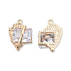 Brass Pave Clear Cubic Zirconia Pendants KK-N232-474LG-1