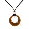Resin Ring Pendant Long Necklaces with Wax Cord FS-WGD1F48-03-1