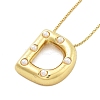 Brass & Plastic Pearl Letter Pendant Box Chain Necklaces for Women NJEW-U017-01G-04-2