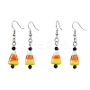 Halloween Candy Corn Handmade Lampwork & Glass Dangle Earrings EJEW-JE05871-1