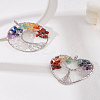 2Pcs 2 Styles Natural Mixed Stone Chip Tree of Life Big Pendants FIND-LP0003-10-1