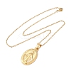 304 Stainless Steel Oval with Virgin Mary Pendant Necklaces for Women NJEW-B149-02G-4