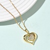 Brass Heart Pendant 304 Stainless Steel Chain Necklaces for Women NJEW-D341-03G-2