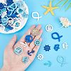 100Pcs 5 Styles Ocean Theme Dyed Wood Pendants WOOD-NB0001-96-5