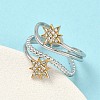 Sun 304 Stainless Steel Rhinestone Cuff Rings LS-RJEW-D338-04GP-1