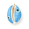 Printed Natural Cowrie Shell Pendants STAS-Z168-03G-02-1