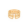Ion Plating(IP) 304 Stainless Steel Curb Chain Shape Open Cuff Ring for Women RJEW-S405-228G-2