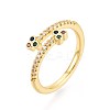 Brass Micro Pave Cubic Zirconia Cuff Rings for Women KK-T071-78G-4