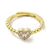 Rack Plating Brass Micro Pave Cubic Zirconia Adjustable Rings RJEW-H228-02G-02-2