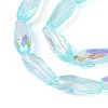 AB Color Plated Transparent Glass Teardrop Beads Strands EGLA-T029-08C-3