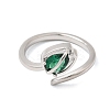 Brass Micro Pave Cubic Zirconia Cuff Open Rings for Women RJEW-L343-01P-03-4