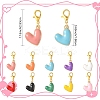 50Pcs 10 Styles Heart Alloy Enamel Pendant Decorations HJEW-YW00114-3